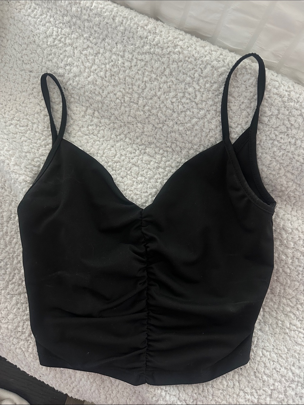 Black Ruched V-Neck Cami Top